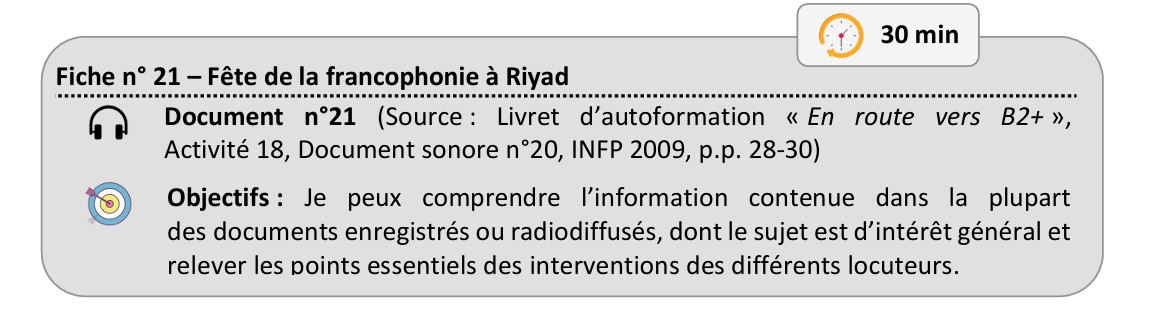 Fiche 21 : Fête de la francophonie à Riyad