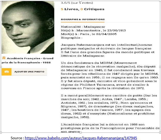Biographie Jacques Rabemananjara